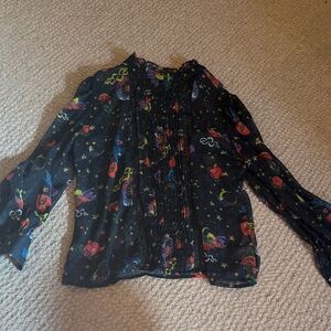 Emily Lovelock Black Pattern Heart Evil Eye Blouse